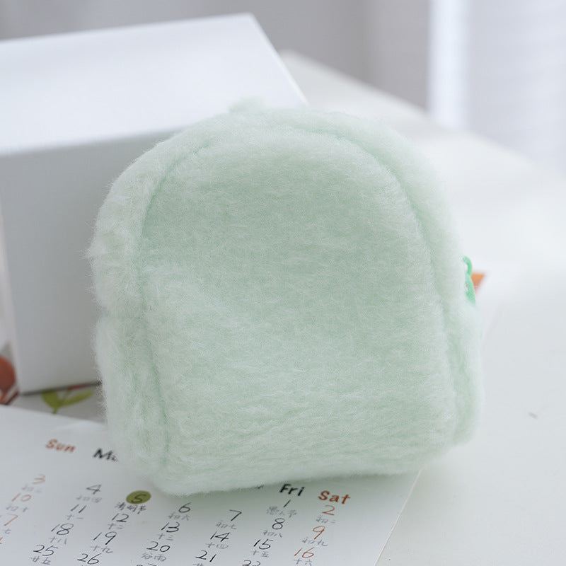 Glossy Solid Color Long Wool Cotton Filled Fresh Coin Purses