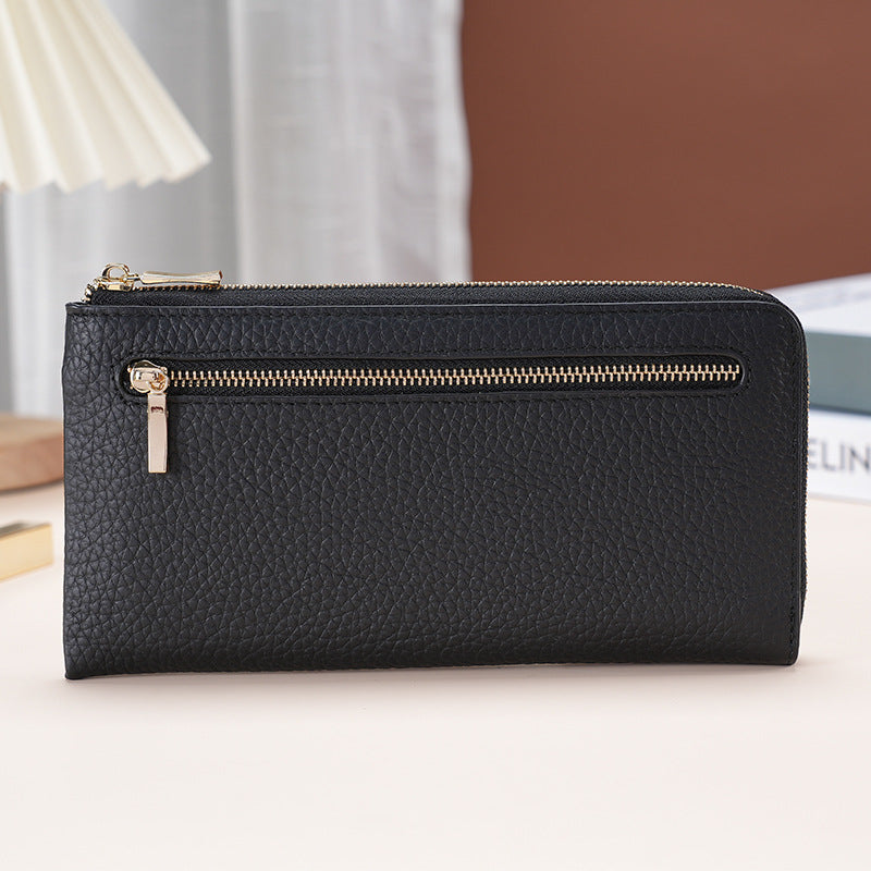 Women's Leather Long Swiping Cowhide Multiple Slots Ladies Wallet