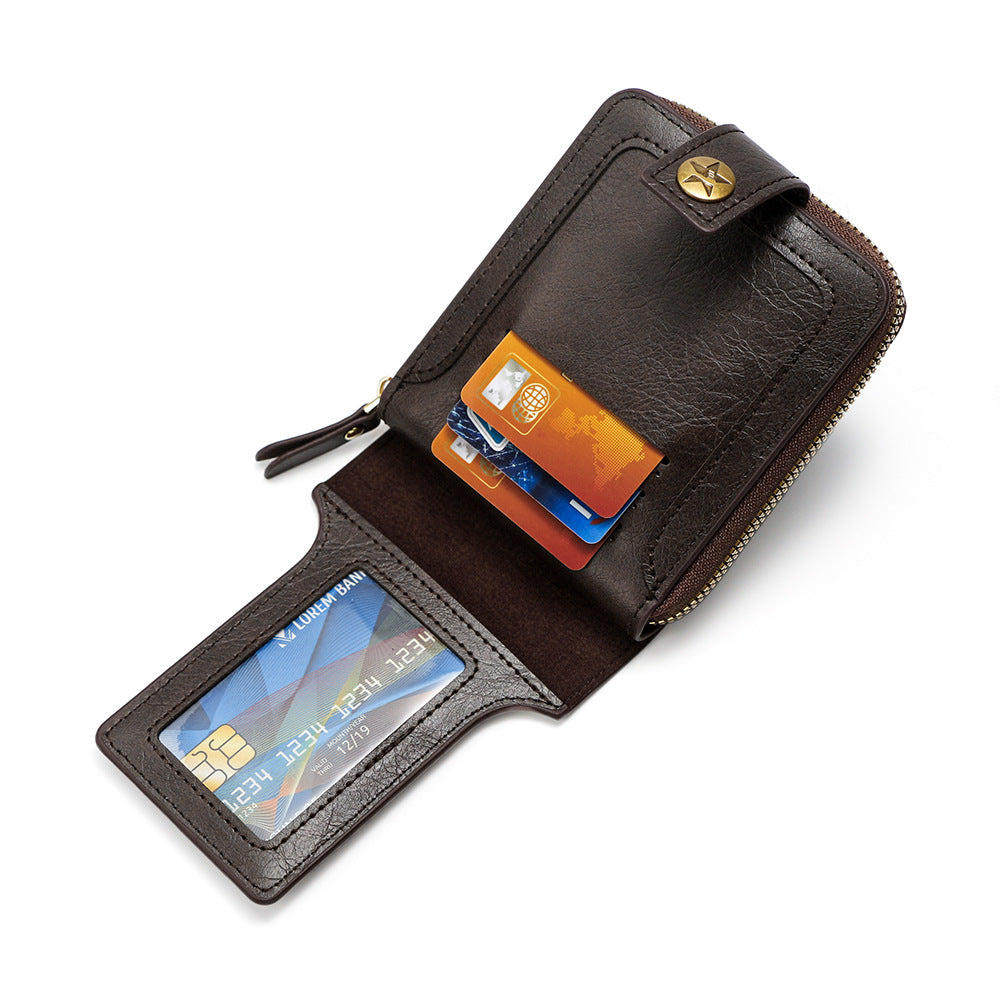 Men's High-grade Retro Zipper Change Storage Hot Men's Wallets