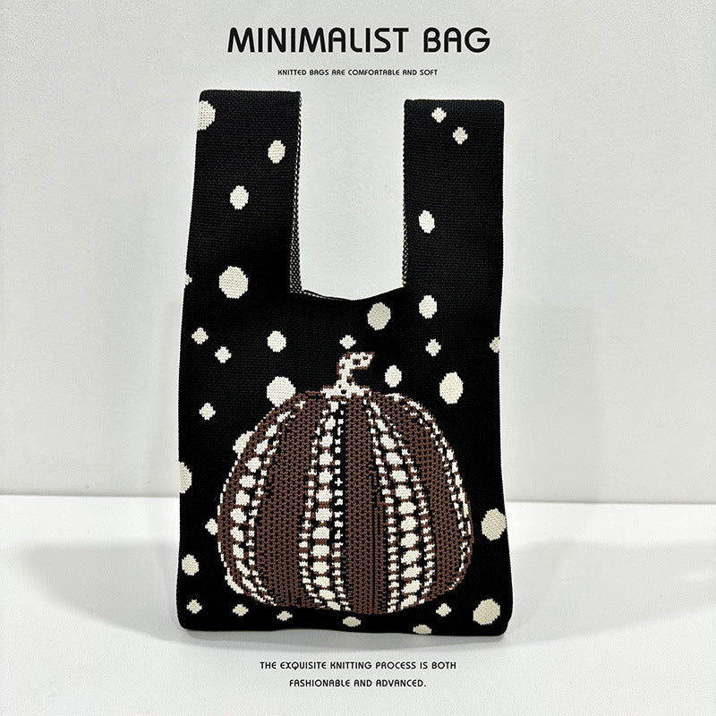 Women's Pumpkin Knitted For Versatile Large Capacity Handbags