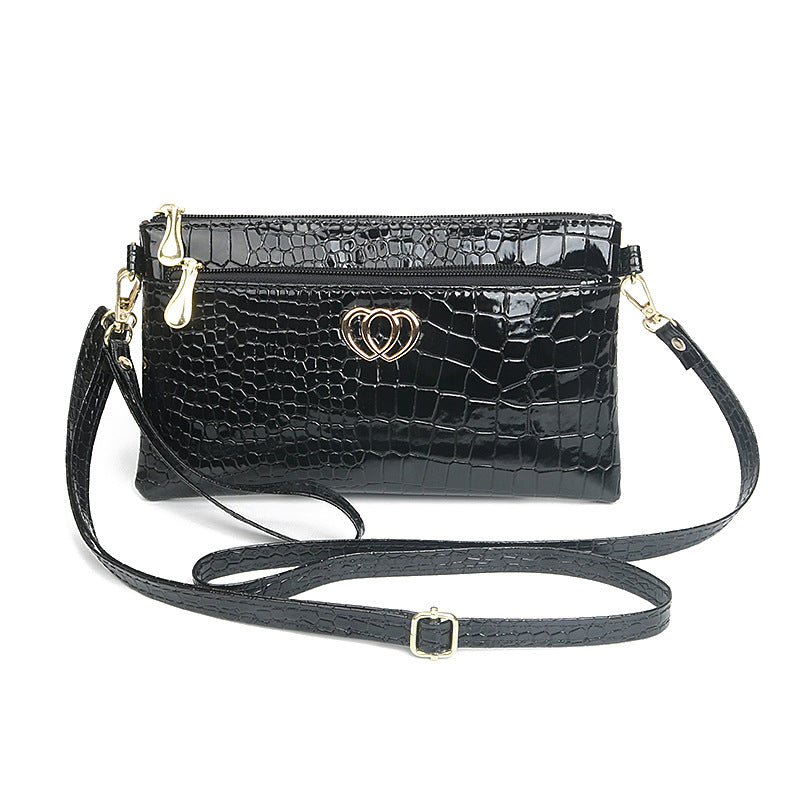 Women's Stylish Glossy Shiny Patent Leather Crocodile Pattern Bags