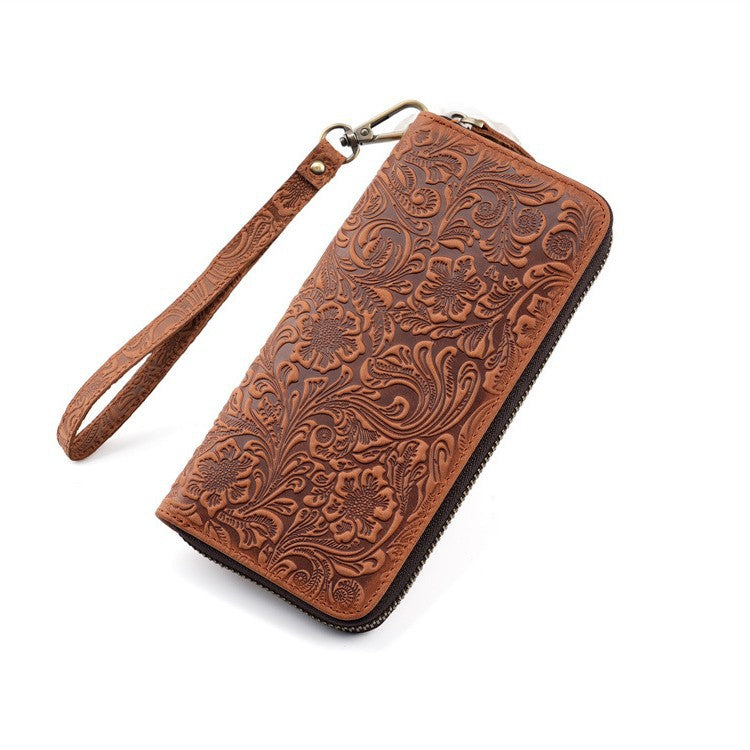 Women's & Men's Crazy Horse Leather Long Genuine Pure First Men's Wallet