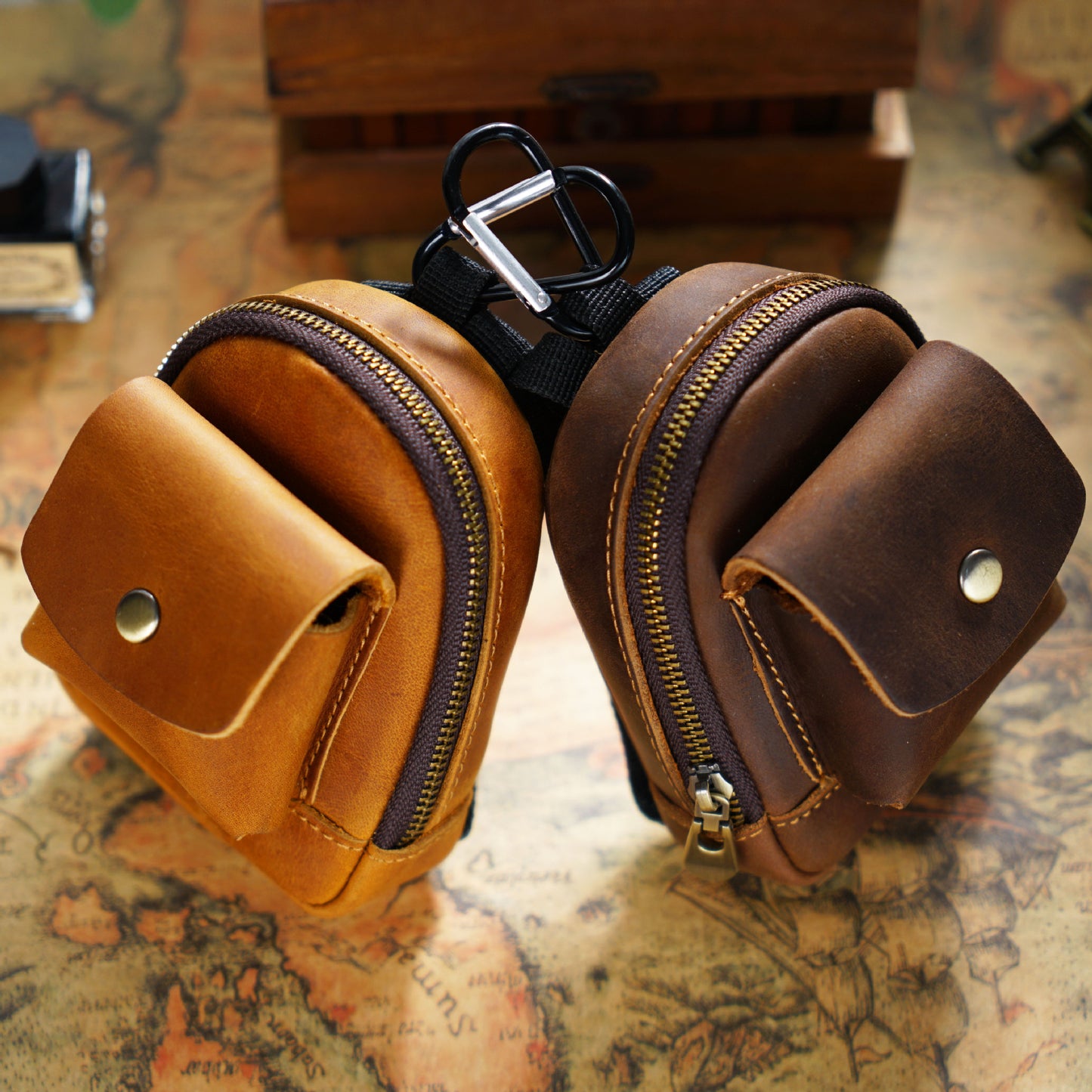 Charming Portable Saddle Cowhide Buggy Zipper Coin Purses