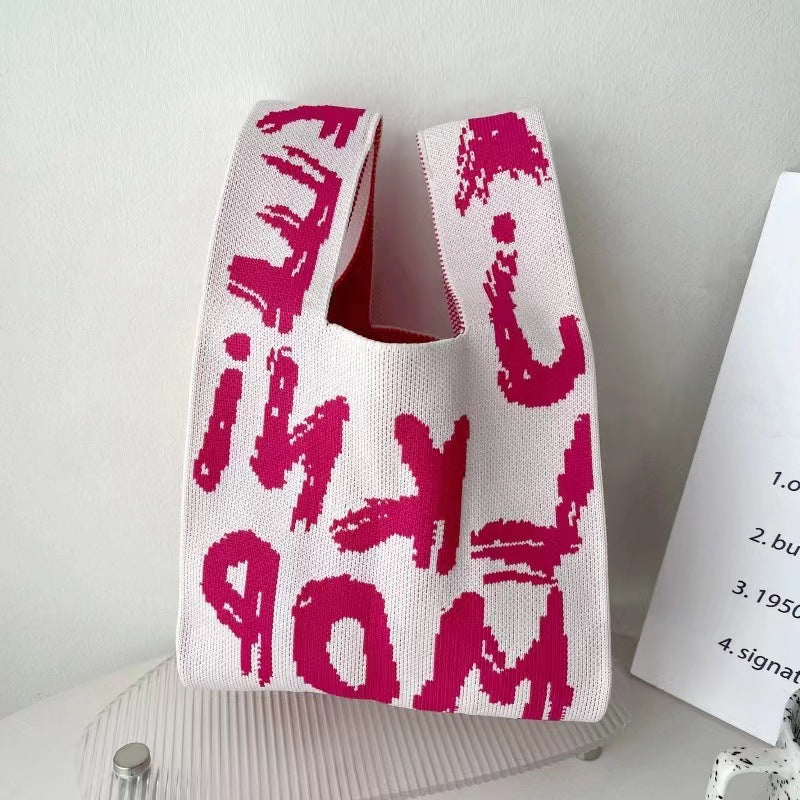 Women's Cute Panda Knitted Wool Version Hand Carrying Handbags