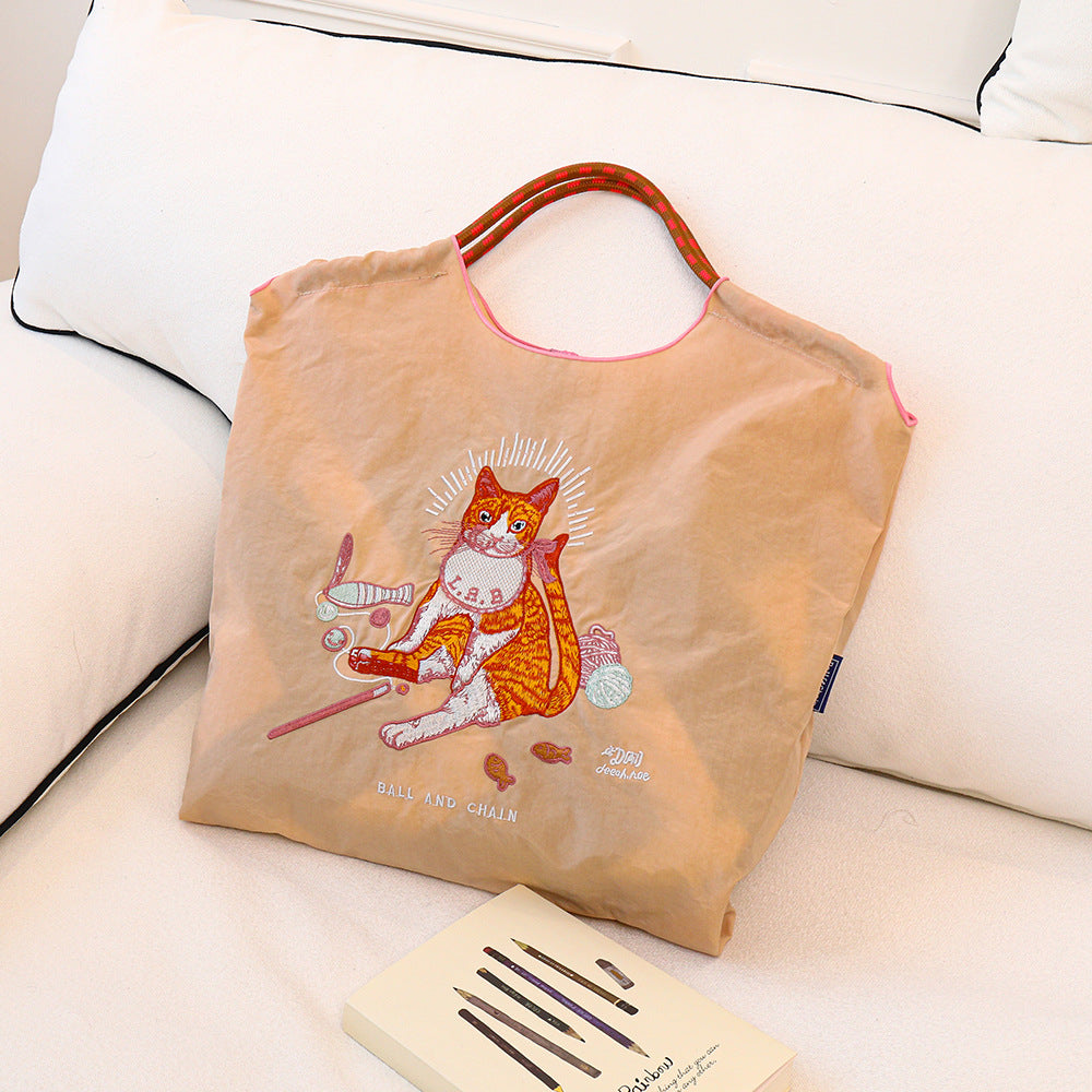 Nylon Embroidered Fashion Niche Large Capacity Women's Shoulder Bag