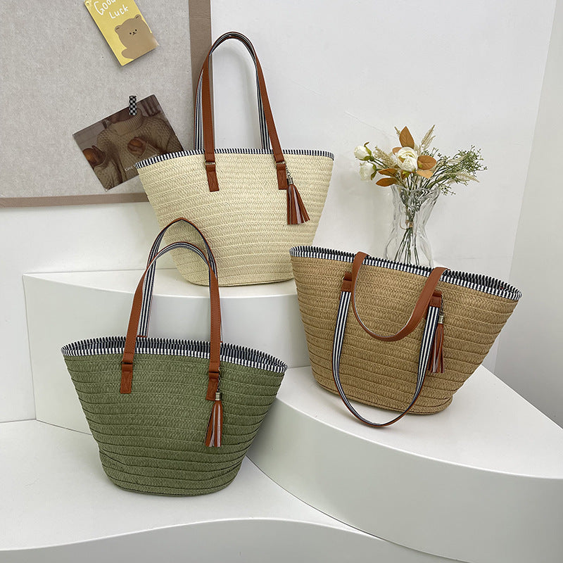 Simple Fashion Straw Large Capacity Versatile Tote Bags