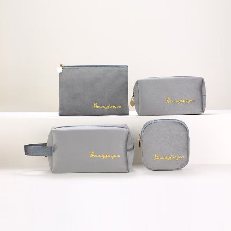 Plush Good-looking Storage Flannelette Large Capacity Embroidery Cosmetic Bags