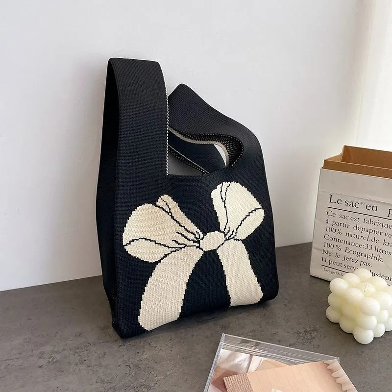 Slouchy Woolen Yarn Fashion Simple Bow Handbags