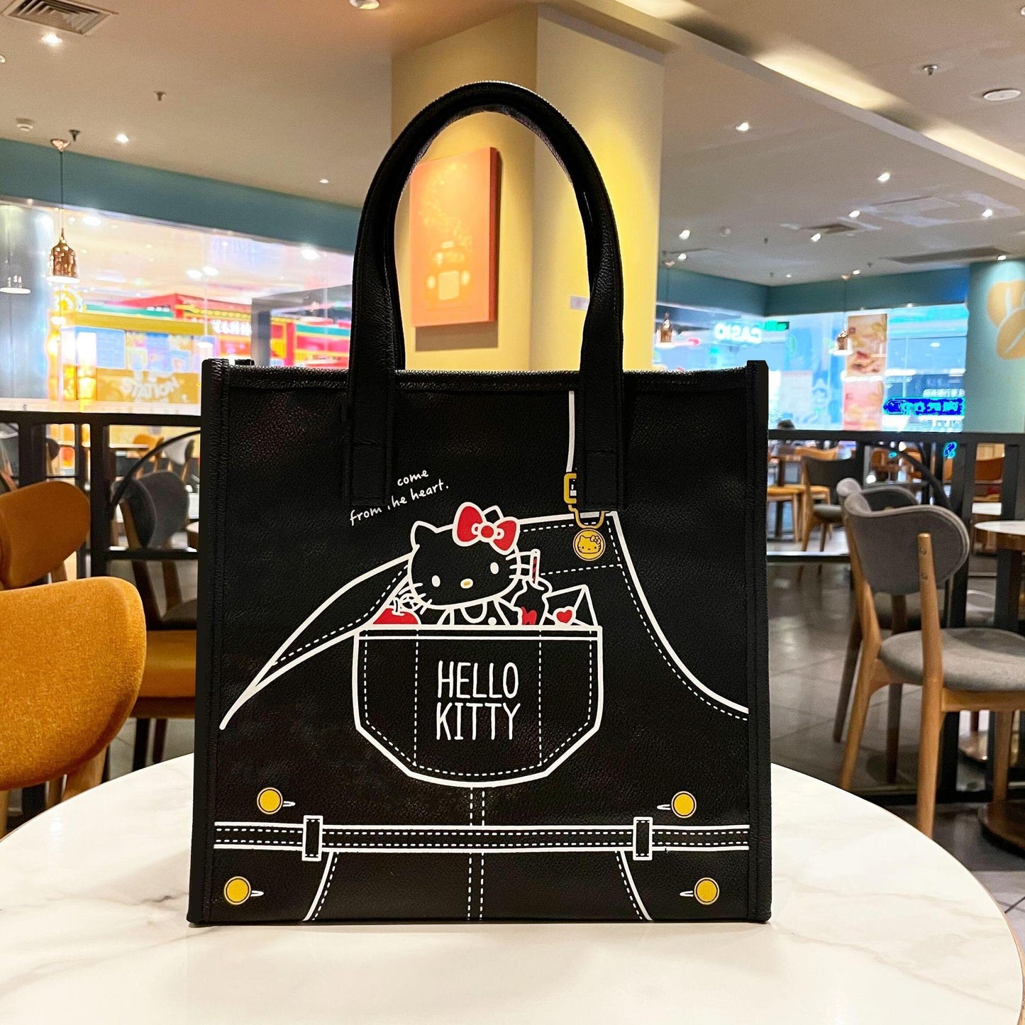 Fog Flower Cat Pink Heart Flowers Print Large Capacity Commuter Handbags