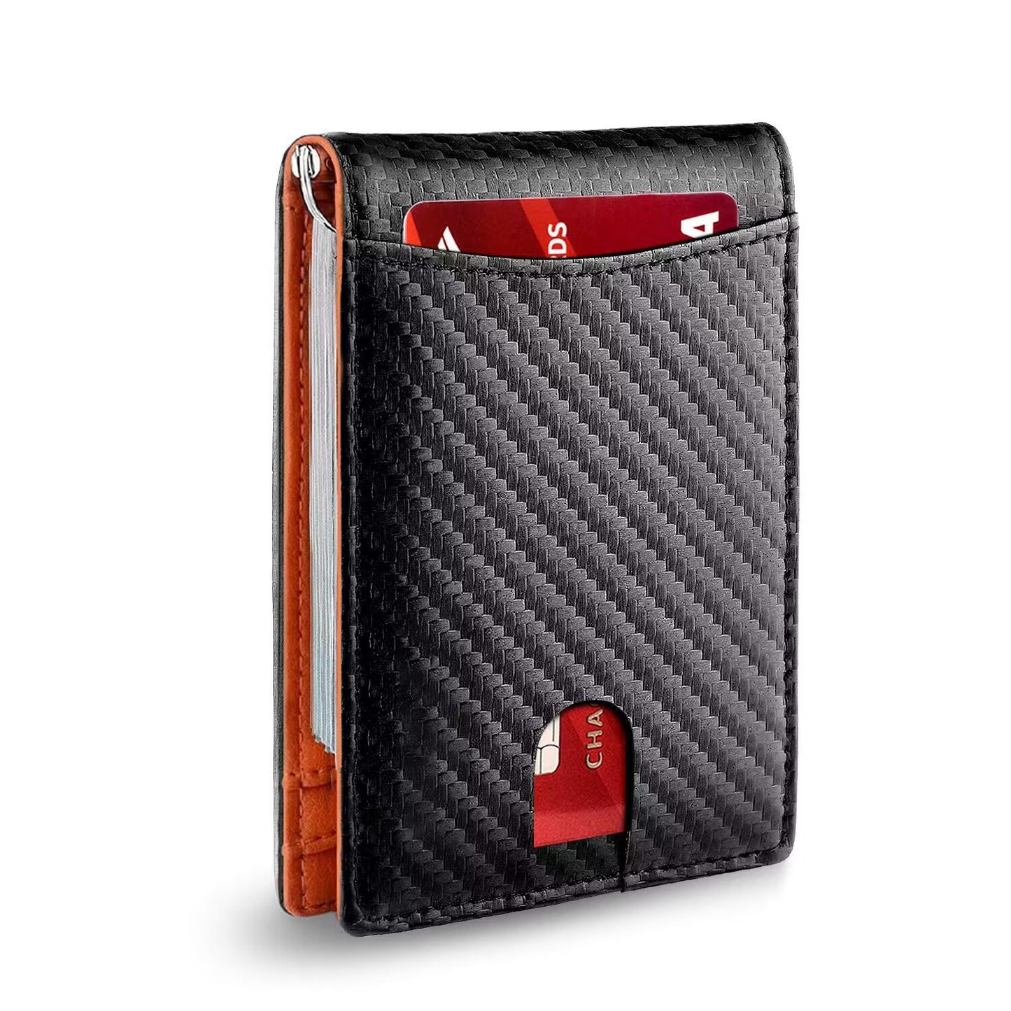 Men's Genuine Leather Multiple Slots Beauty Carbon Men's Wallets