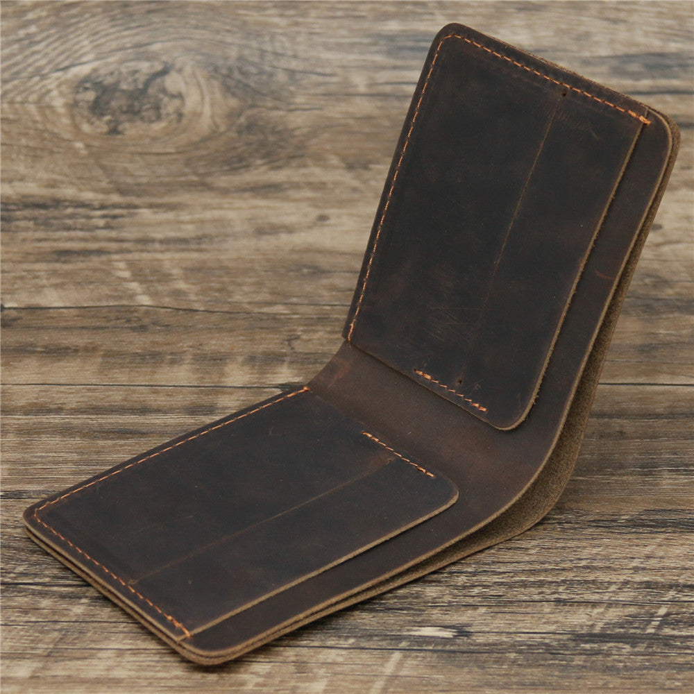 Men's Crazy Horse Leather Genuine Simple Retro Card Holder