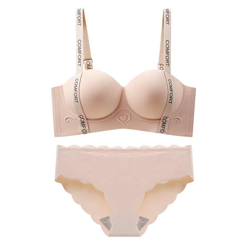 Women's Push Up Big Upper Support Upright Seamless Wireless Lingerie Sets