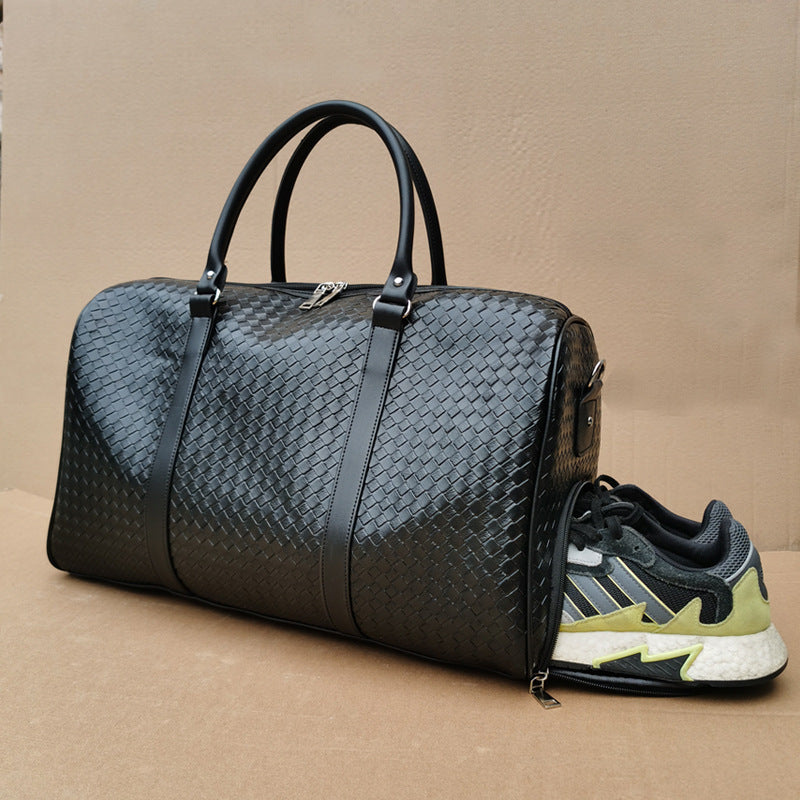 Women's & Men's & Woven Portable Large Capacity Black Travel Bags