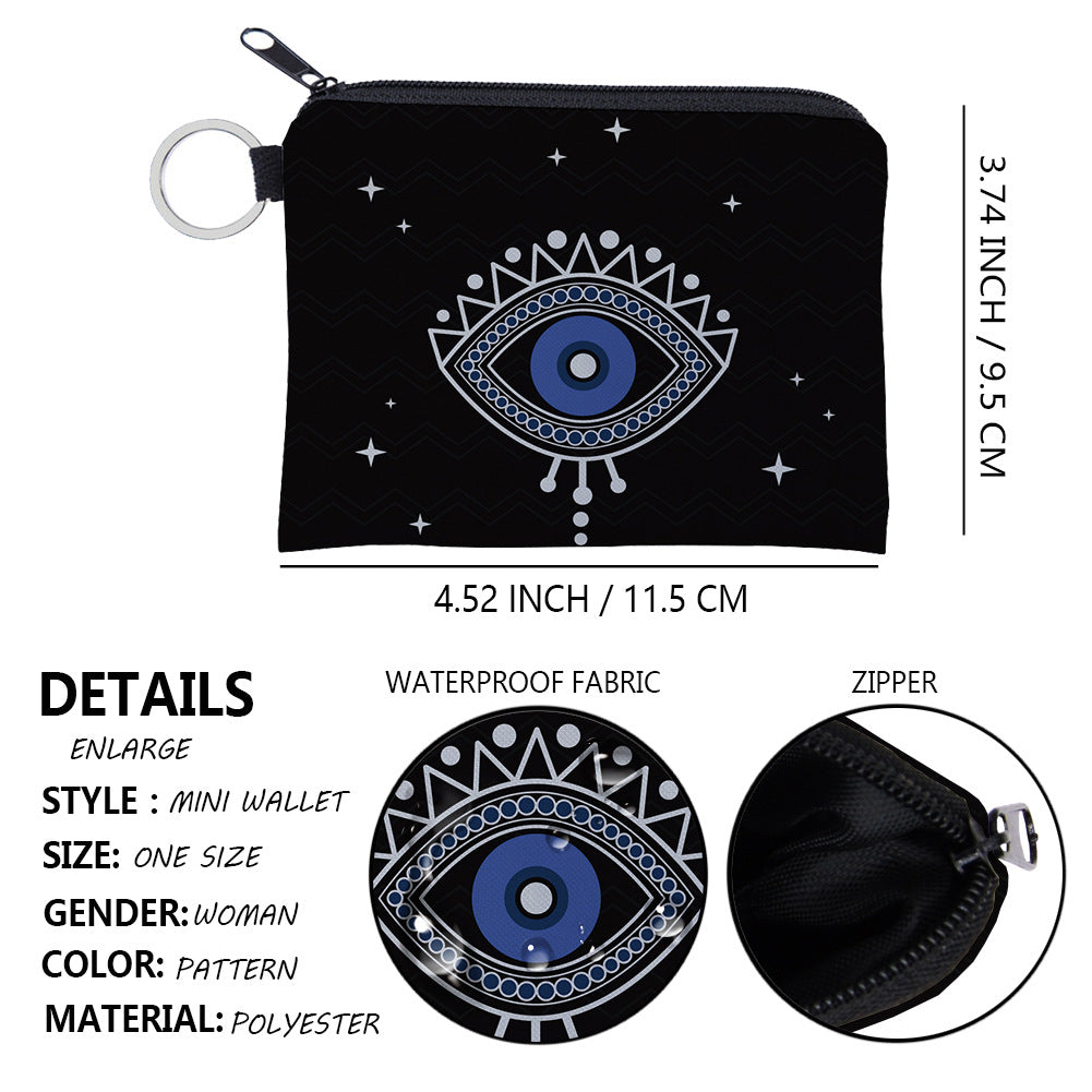 Women's Evil Eye Printing Pattern Zipper Purses