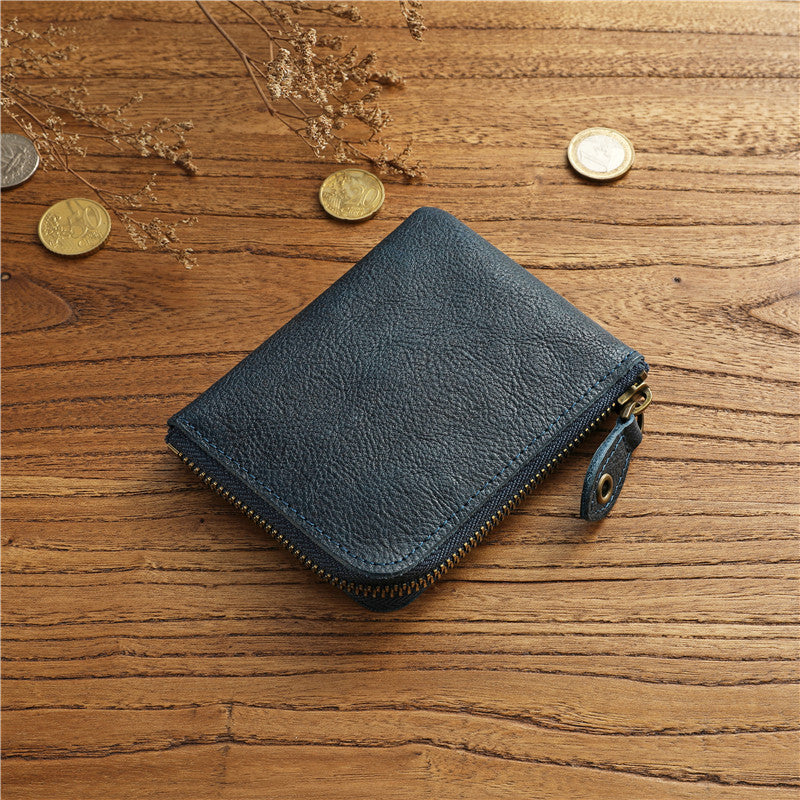 Men's Vintage Vegetable Tanned Cowhide Short Horizontal Ladies Wallet