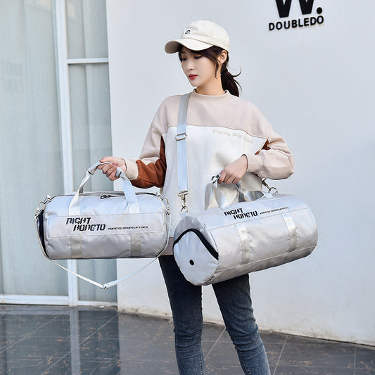 Separation Independent Shoe Warehouse Short-distance Portable Round Barrel Gym Bags