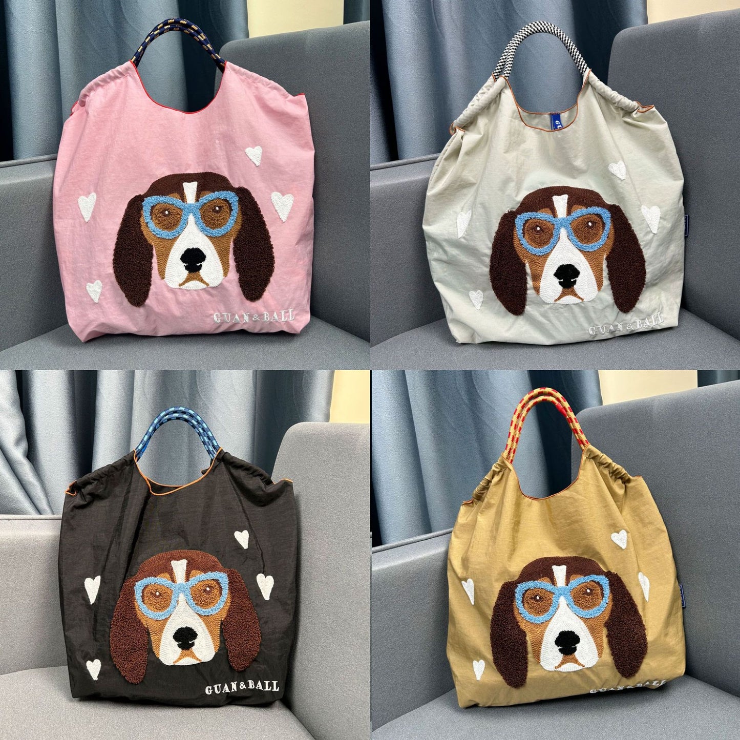 Women's Dogs Embroidered Shopping Cute Large Capacity Bags