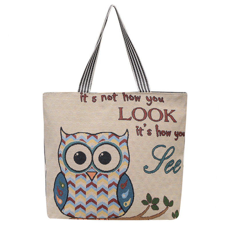 Group Purchase Large Canvas Business Live Cartoon Animal Elephant Shoulder Bags