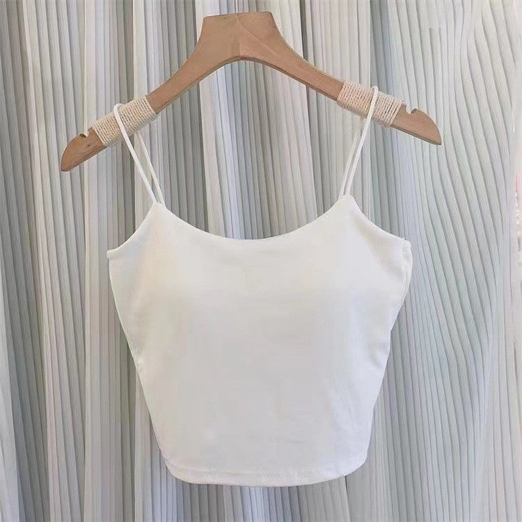 Women's Beauty Back Sleeveless Short Top With Chest Tanks Camis