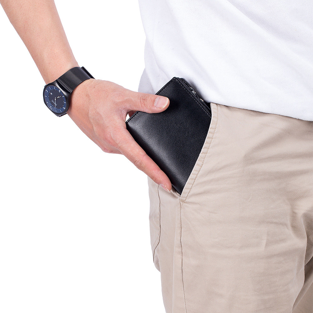 Men's Leather Short Zipper Vertical Soft Men's Wallets