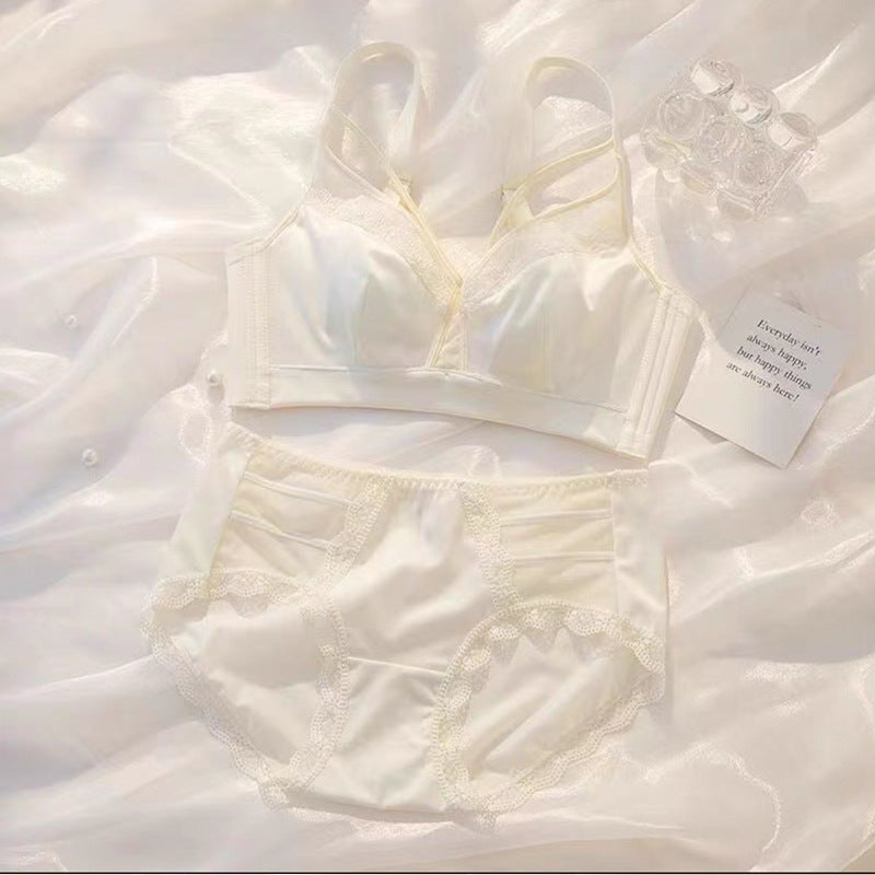Women's Rabbit Mug Push-up Thin No Wire Accessory Breast Lingerie Sets