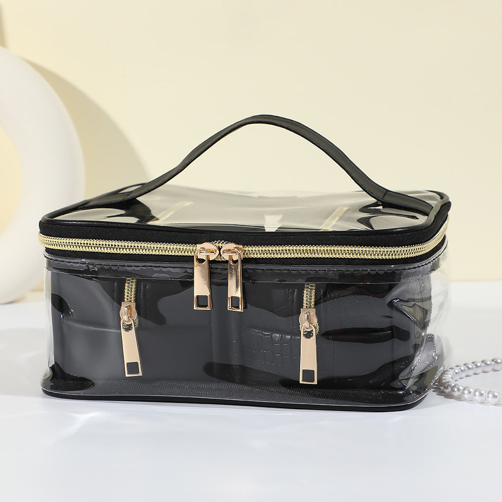 Women's Simple Crocodile Pattern High-grade Large Capacity Storage Waterproof Portable Cosmetic Bags