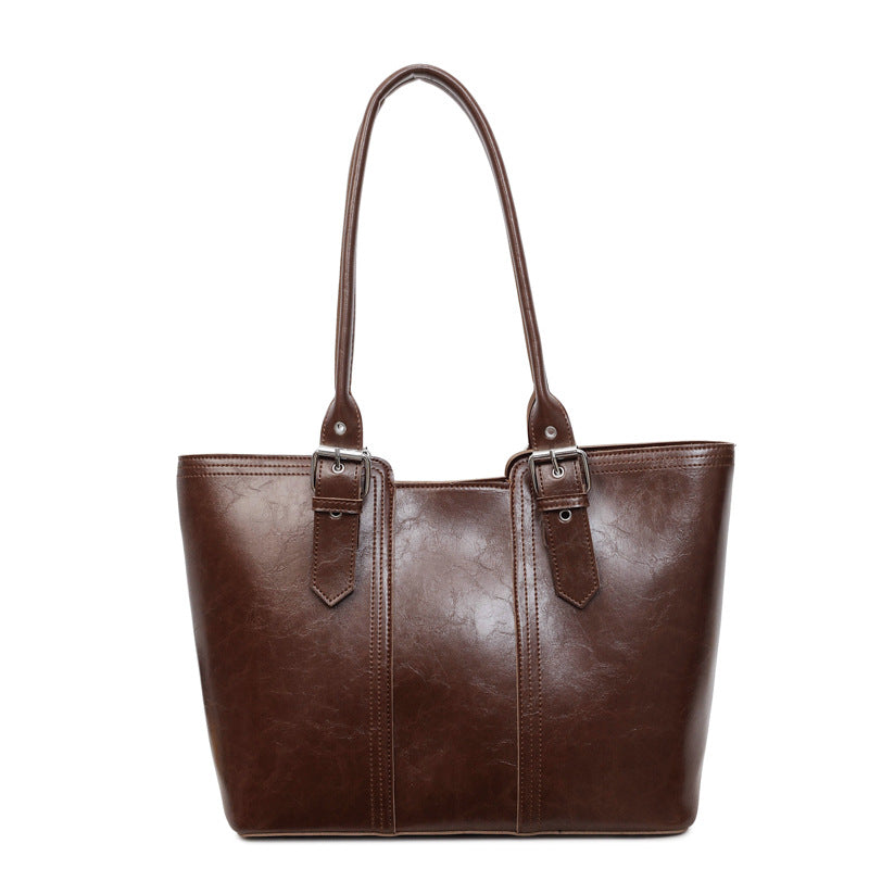 Women's Large Capacity Commuter Fashionable Stitching Minority Tote Bags
