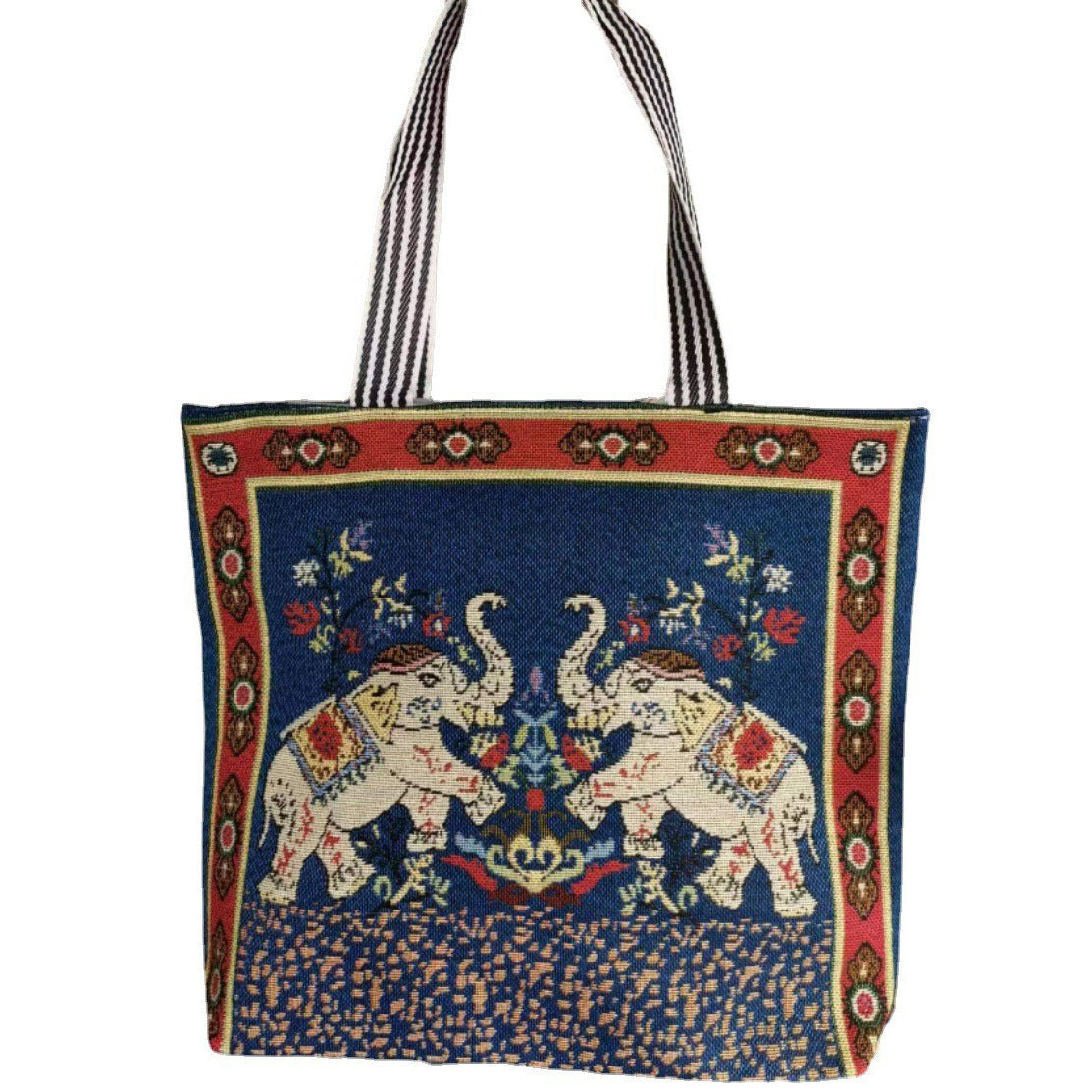 Women's Ethnic Style Canvas Large Jacquard Embroidered Elephant Versatile Shoulder Bags