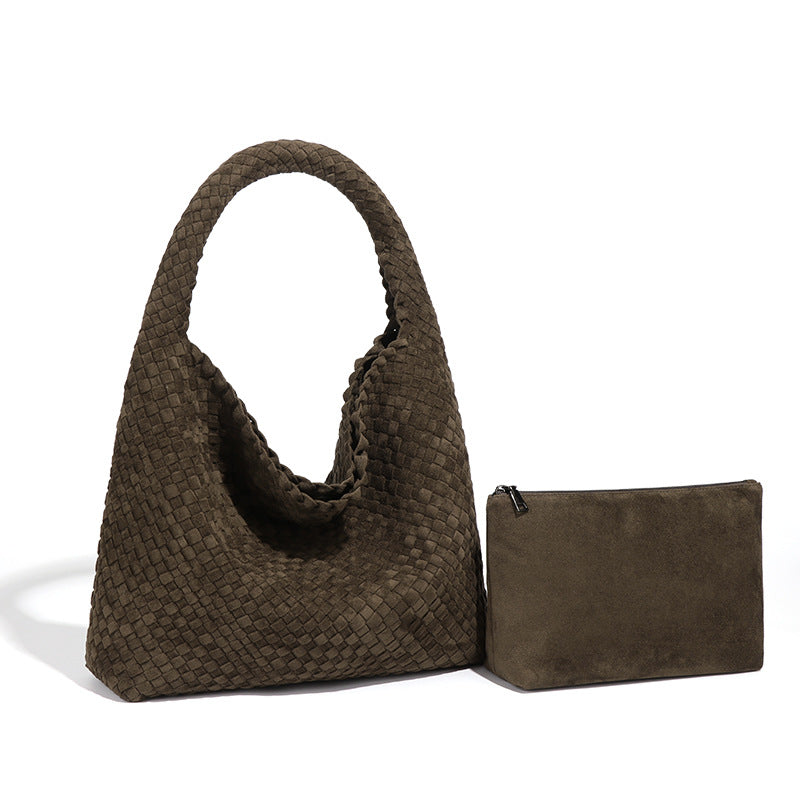 Women's Handmade Woven Idle Style Single Underarm Bucket Bags