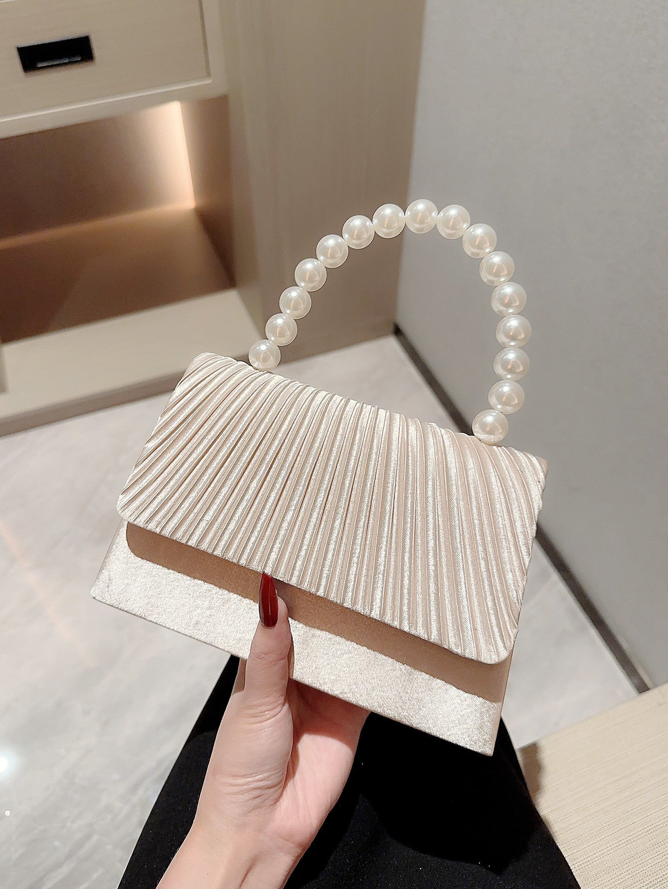 String Of Pearls Dress Elegant Pleated Handbags