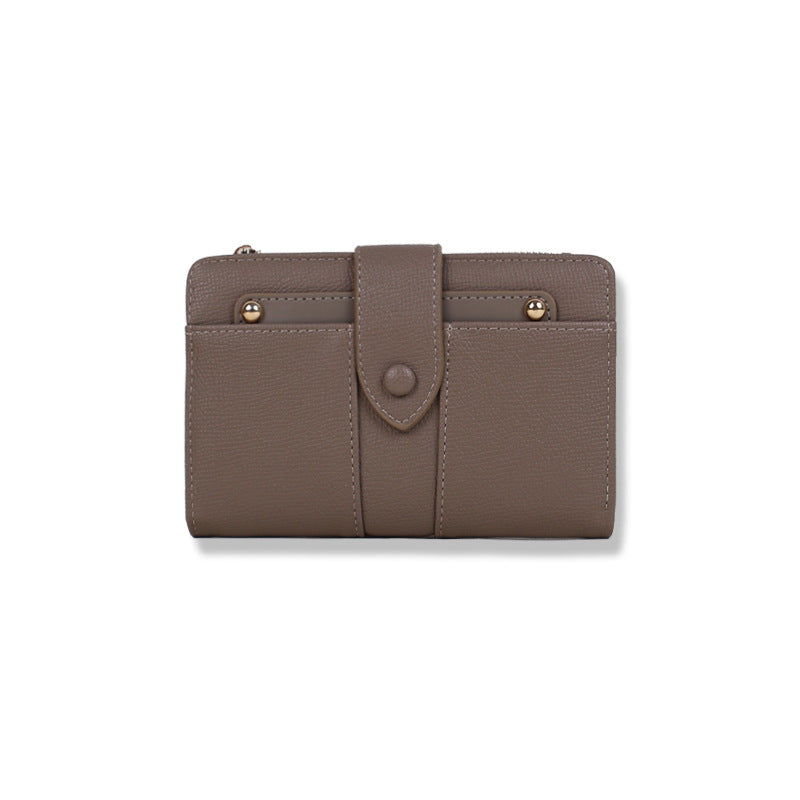 Women's Mid-length Solid Color High-grade Large Capacity Two Fold Folding Card Holder