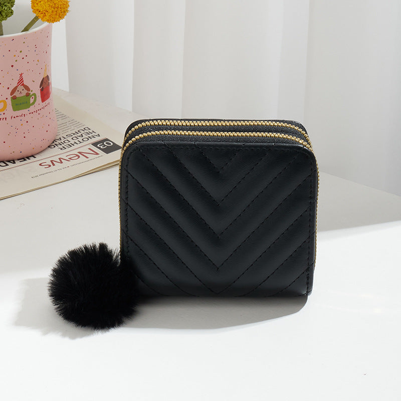 Unique Women's Twill Decoration Short Clutch Ladies Wallet