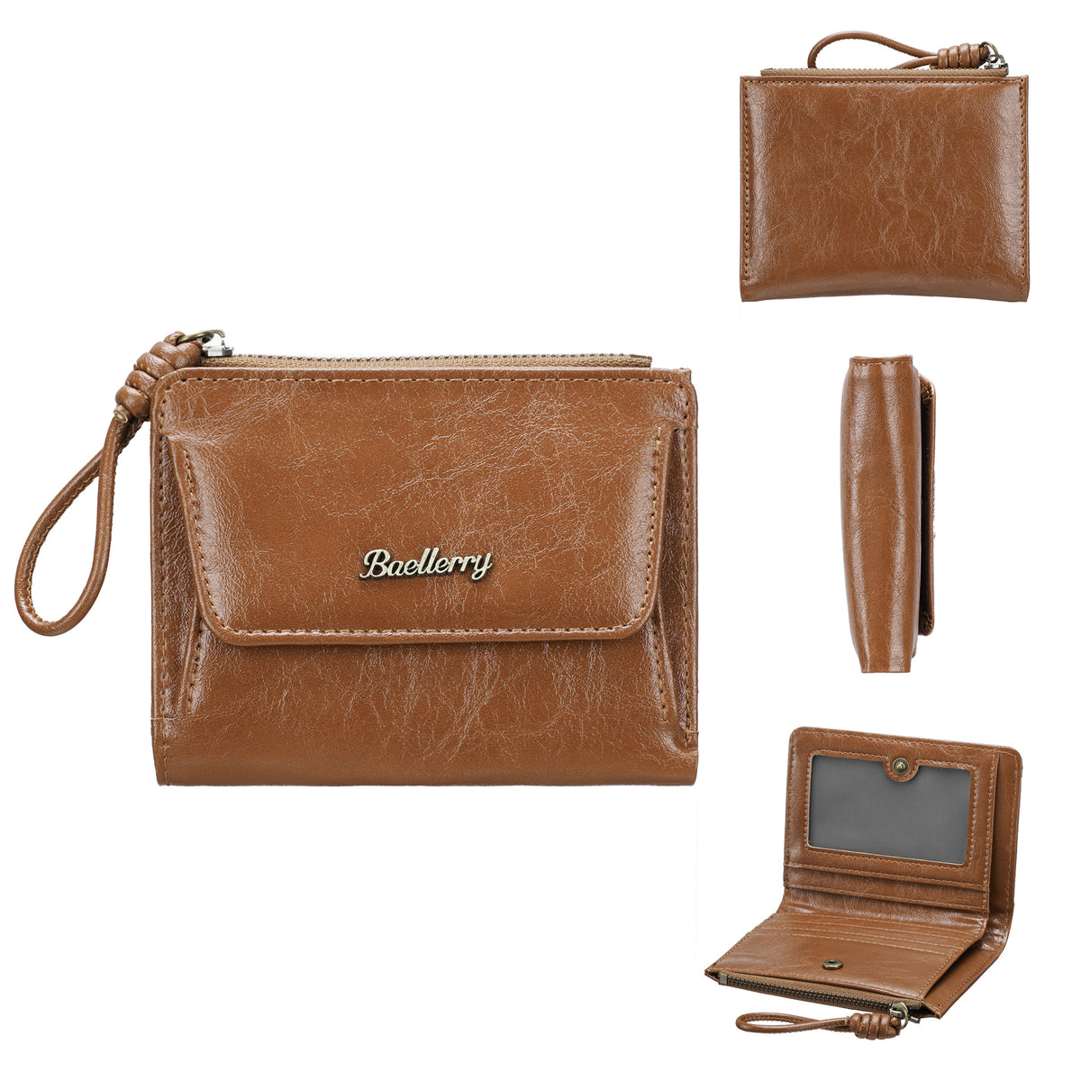 Women's Short Style Fashion Solid Color Zipper Coin Purses