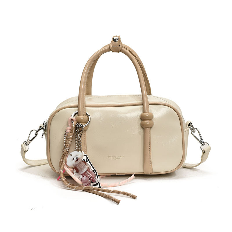 Women's Minimalist Fashion Bowling Color Block Oblique Women's Shoulder Bag