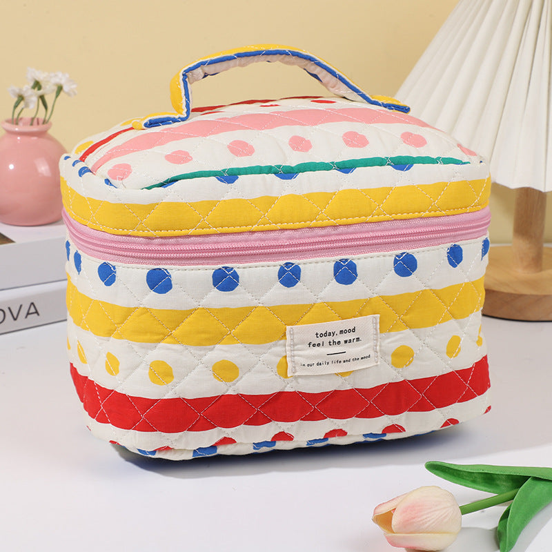 Casual Portable Floral Large Capacity Quilted Cosmetic Bags