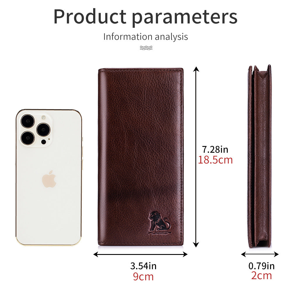 Genuine Leather Retro Vertical Soft Cowhide Neutral Large Card Holder