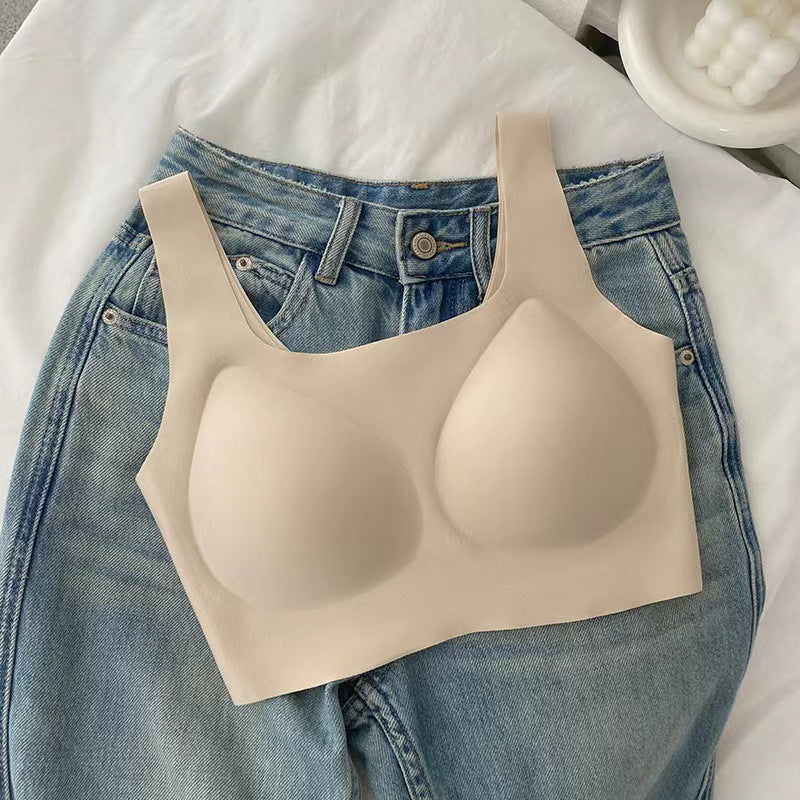 Women's Invisible Underwear Seamless Wireless Gathered Vest No Beauty Bras