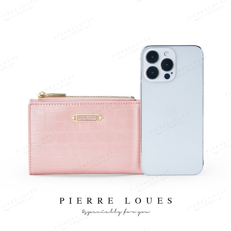 Women's Short Retro Crocodile Pattern Clutch Ladies Wallet
