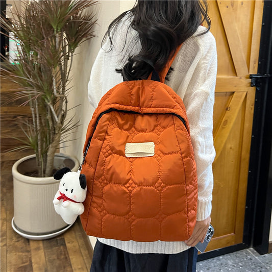 Women's Simple Nylon Plaid Large Capacity Trendy Backpacks