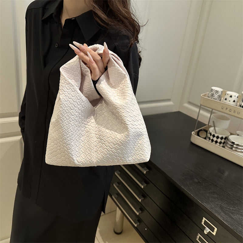 Retro Large Capacity Spring Simple Pure Color Trendy Woven Bags