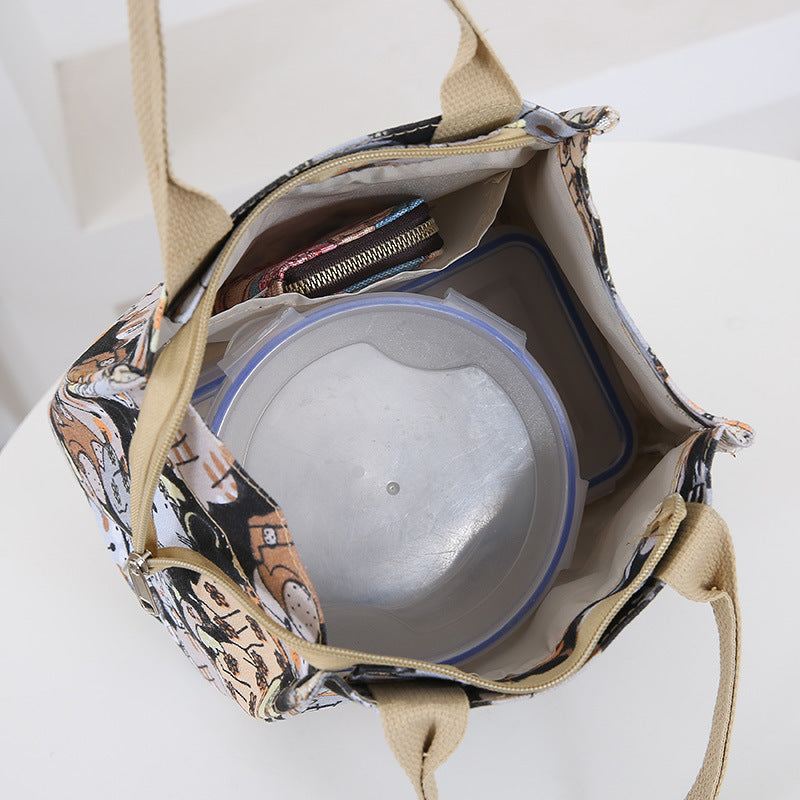 Women's Cartoon Kitten Canvas Large Capacity Retro Handbags