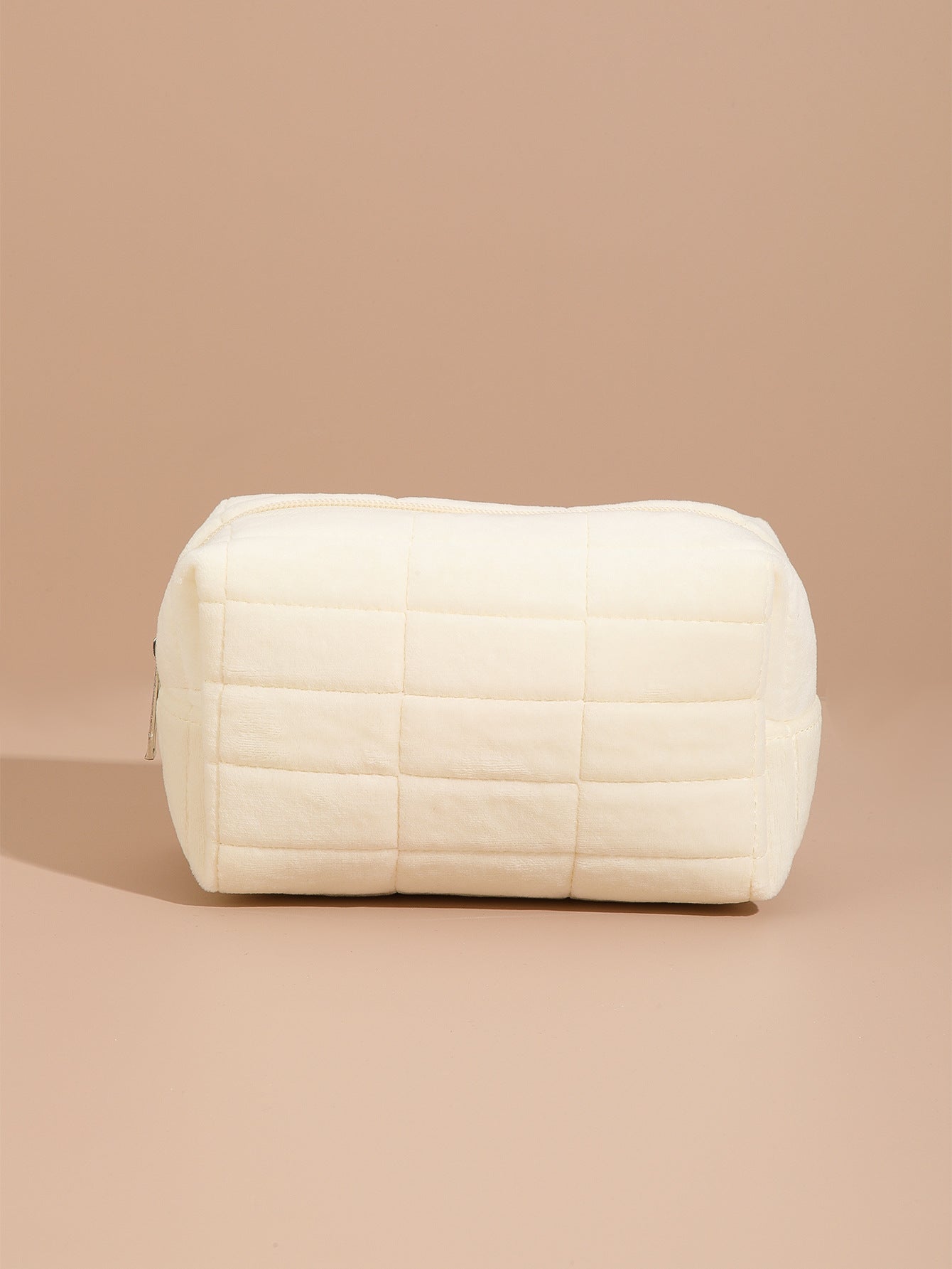 Solid Color Buggy Portable Large Capacity Plaid Cosmetic Bags