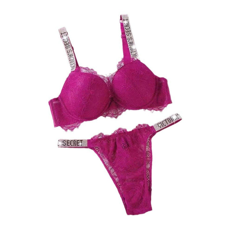 Women's Sexy Lace Rhinestone Pants Suit Underwear Bras