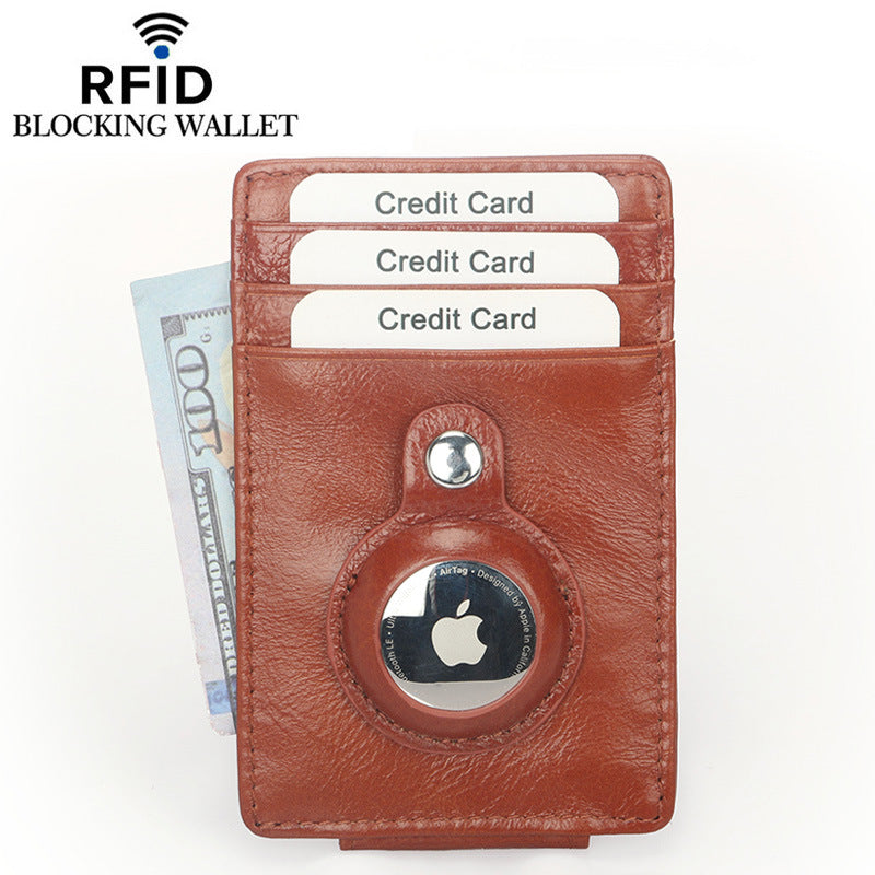 Apple Tracker Protective First Layer Cowhide Card Holder
