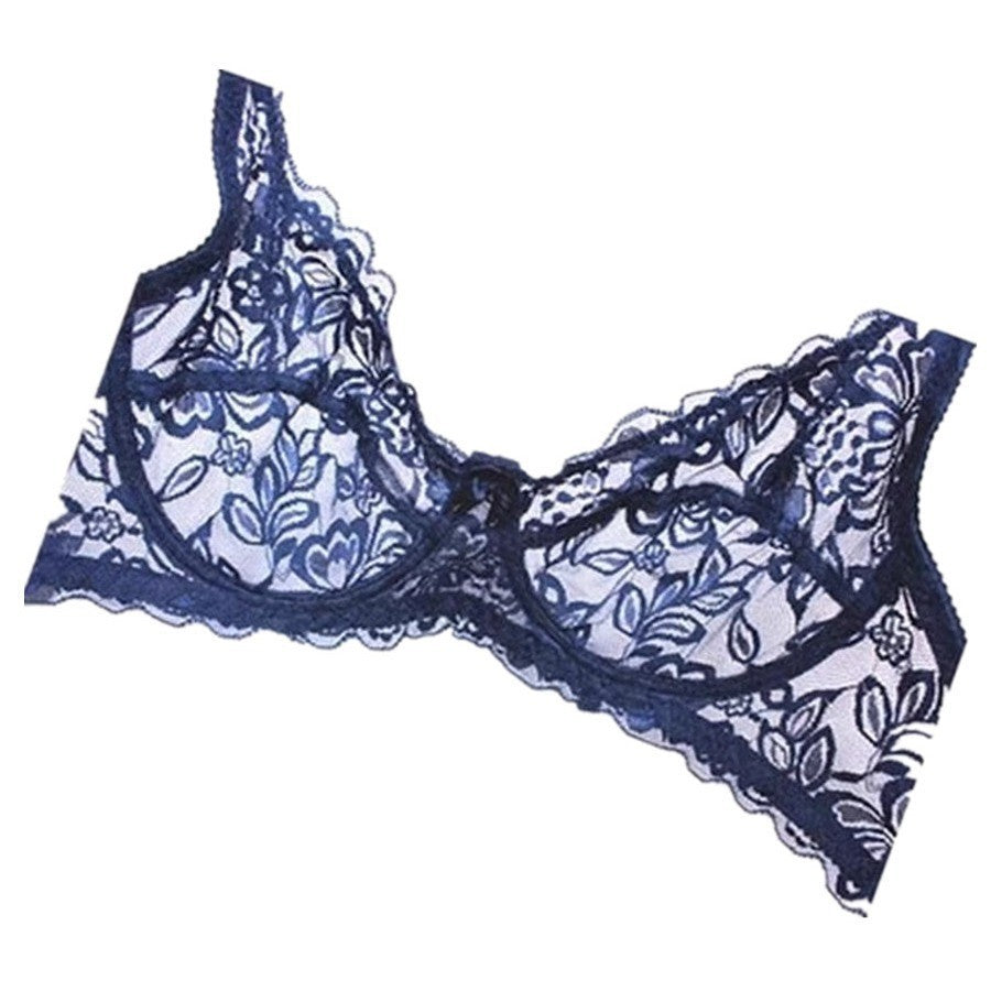 Women's Thin Sexy Single Layer Full Lace Transparent Cup Lingerie Sets