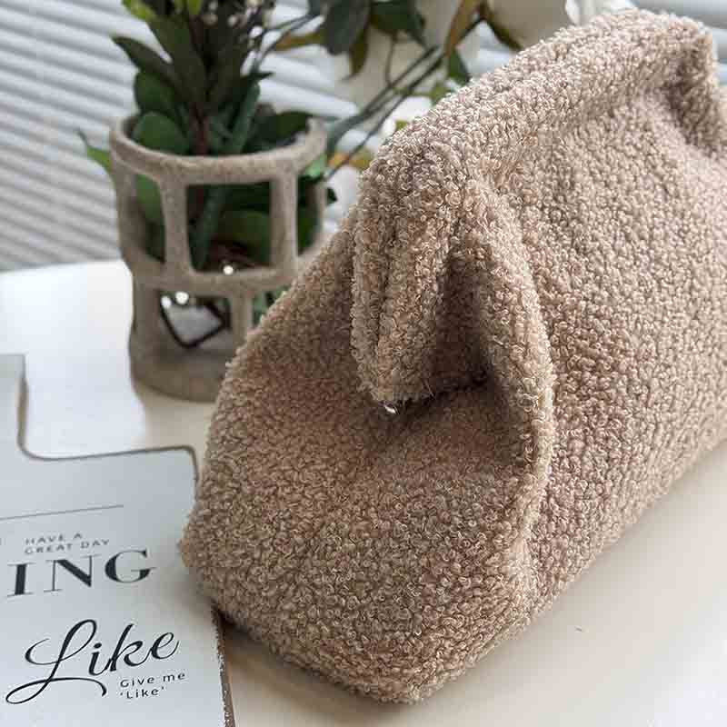 Soft Teddy Plush Toiletry Zipper Powder Cosmetic Bags