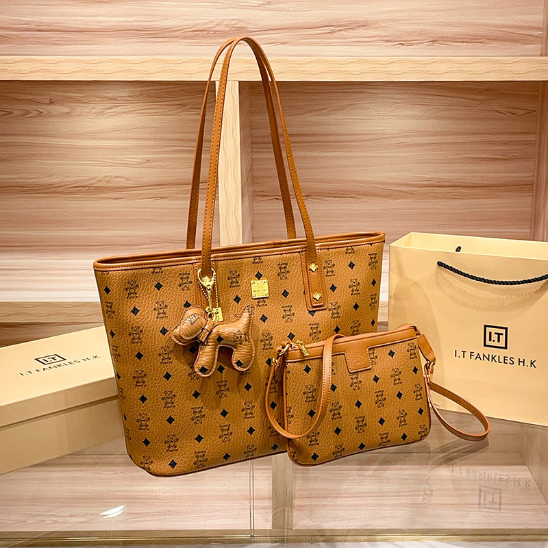 Bear Printed Large Capacity Totes High-grade Light Handbags