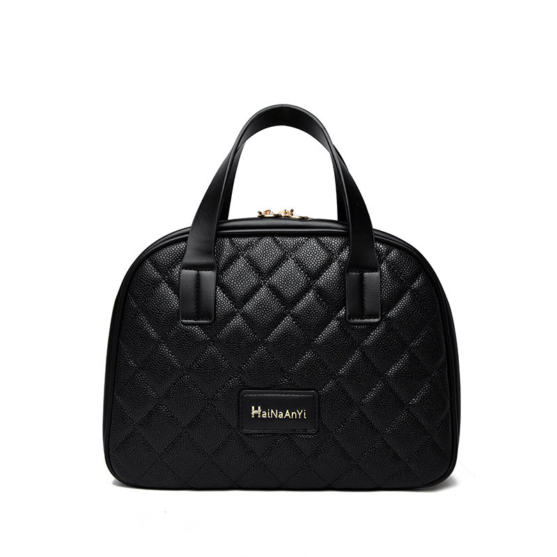 Women's Caviar Portable Retro Large Capacity Fashion High Sense Makeup Bag