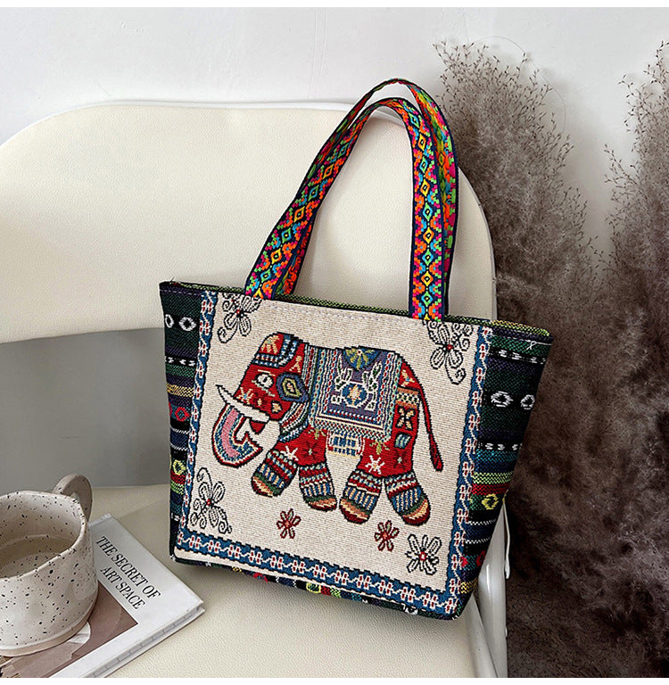 Women's Ethnic Style Embroidered Artistic Retro Large Capacity Linen Handbags
