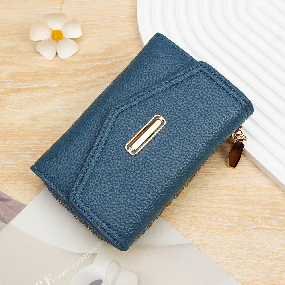 Women's Affordable Luxury Fashion Short Zipper Hasp Litchi Pattern Ladies Wallet